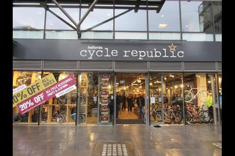 The Cycle Republic fascia features the name of parent company Halfords